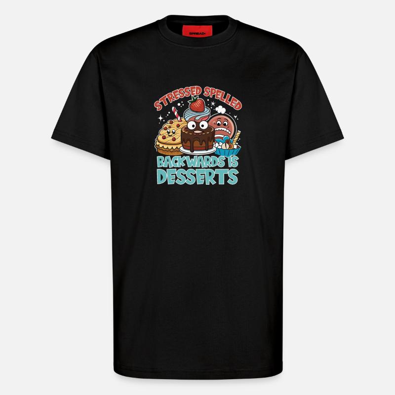 Desserts stressés épeautre à l’envers - T-shirt bio décontracté fabriqué en UE - SOLID BLACK