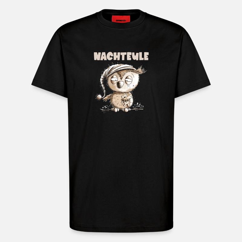 Drollige Nachteule Eule - T-Shirt - made by SPREAD - SOLID BLACK