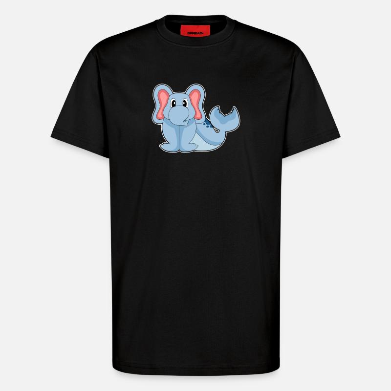 Eléphant de mer - T-shirt bio décontracté fabriqué en UE - SOLID BLACK
