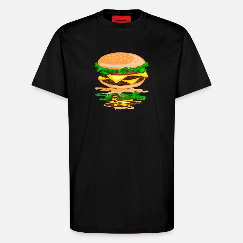 Hamburger mit einer Spiegelung - T-Shirt - made by SPREAD - SOLID BLACK
