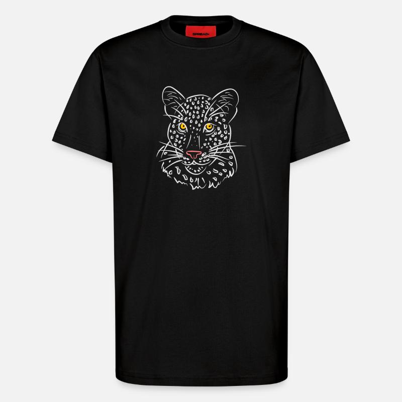 Leopardengesicht Illustration in Schwarz-Weiß - T-Shirt - made by SPREAD - SOLID BLACK