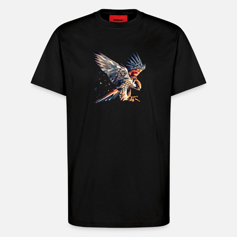 Falke Greifvogel Polygon Stil - T-Shirt - made by SPREAD - SOLID BLACK