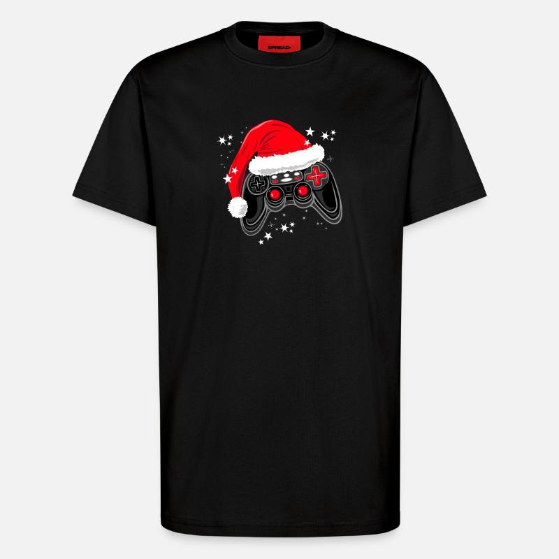 Gaming-Controller mit Weihnachtsmütze - T-Shirt - made by SPREAD - SOLID BLACK