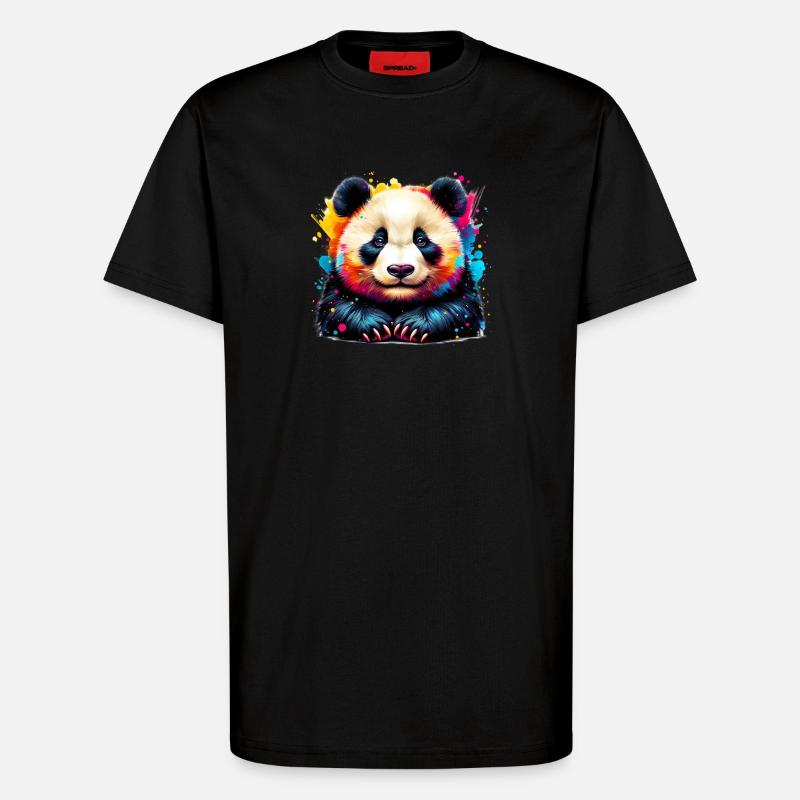 Panda - T-shirt bio décontracté fabriqué en UE - SOLID BLACK