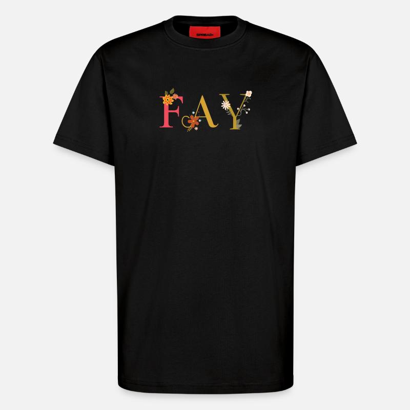 FAY name decorated with flowers - T-Shirt - made by SPREAD - SOLID BLACK