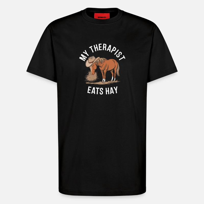 My Therapist Eats Hay - T-Shirt - made by SPREAD - SOLID BLACK