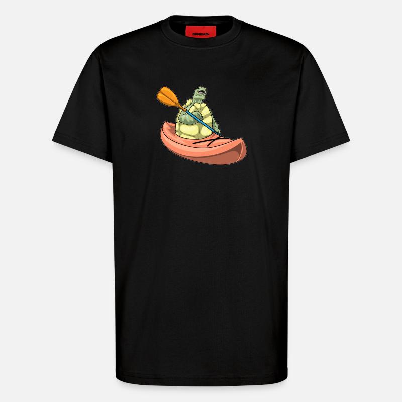 Turtle Kayak - T-Shirt - made by SPREAD - SOLID BLACK