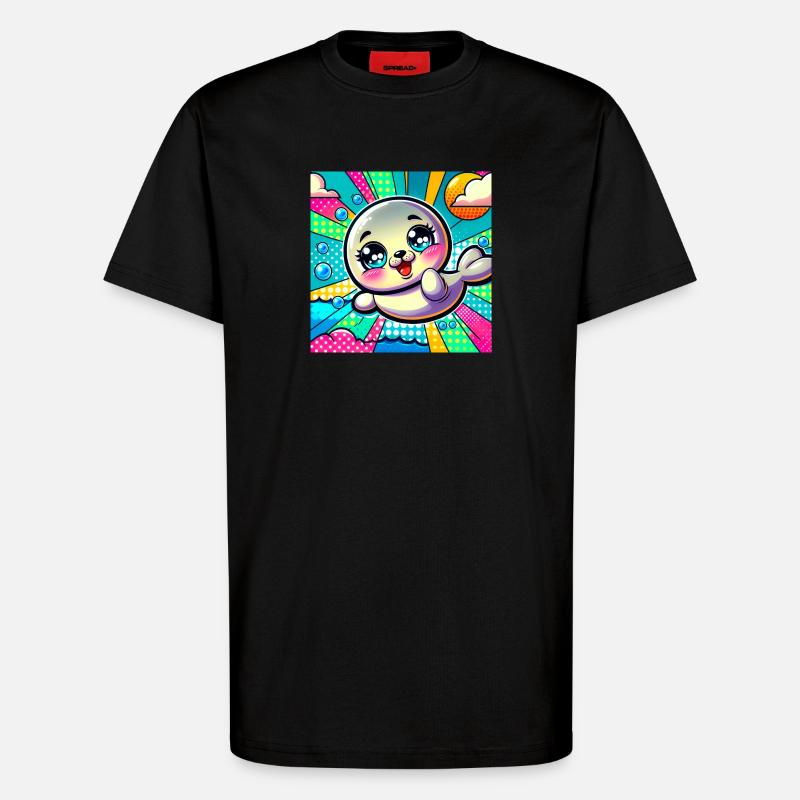 Bunte robbe - T-Shirt - made by SPREAD - SOLID BLACK