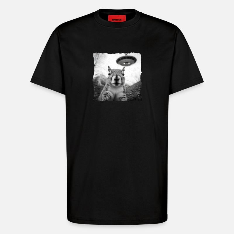Alien Eichhörnchen Begegnung – Lustiges Sci-Fi - T-Shirt - made by SPREAD - SOLID BLACK