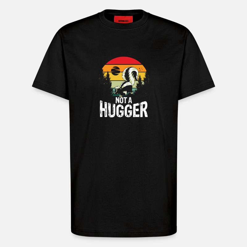 Not a hugger skunk - T-Shirt - made by SPREAD - SOLID BLACK