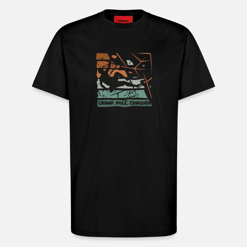 Bouldern – Crimp. Pull. Conquer. - T-Shirt - made by SPREAD - SOLID BLACK