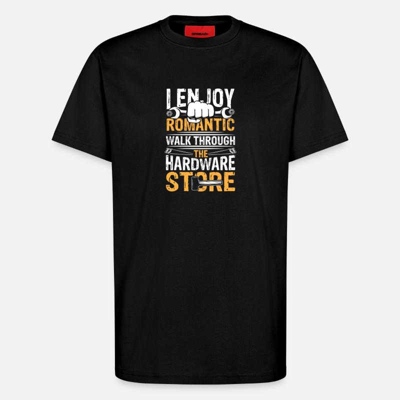 Romantic walk through hardware store - T-Shirt - made by SPREAD - SOLID BLACK