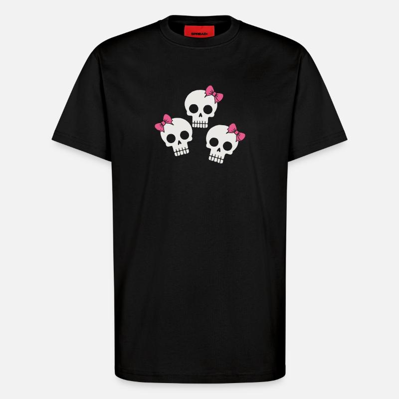 Cute Skull with Bows - T-Shirt - made by SPREAD - SOLID BLACK