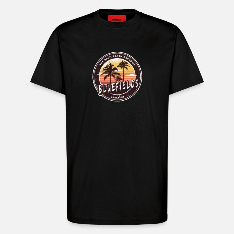 Bluefields Jamaïque – Palm Beach Paradise - T-shirt bio décontracté fabriqué en UE - SOLID BLACK