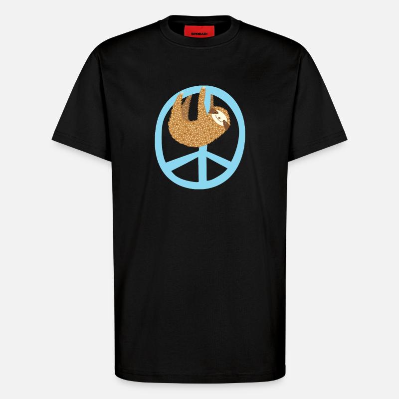 Faultier Peacezeichen - T-Shirt - made by SPREAD - SOLID BLACK