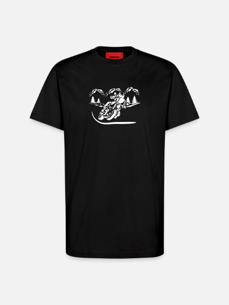 Motorrad Waldsilhouette - T-Shirt - made by SPREAD - SOLID BLACK