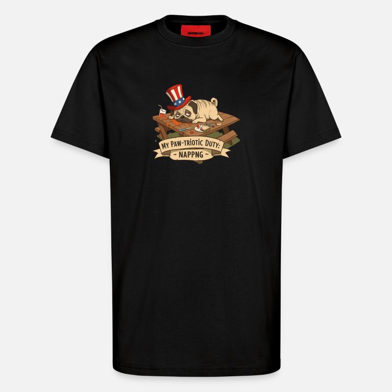 Mops Nickerchen - T-Shirt - made by SPREAD - SOLID BLACK