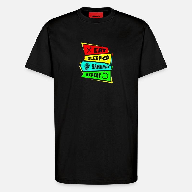 Samurai Eat Sleep Samurai Repeat - T-Shirt - made by SPREAD - SOLID BLACK
