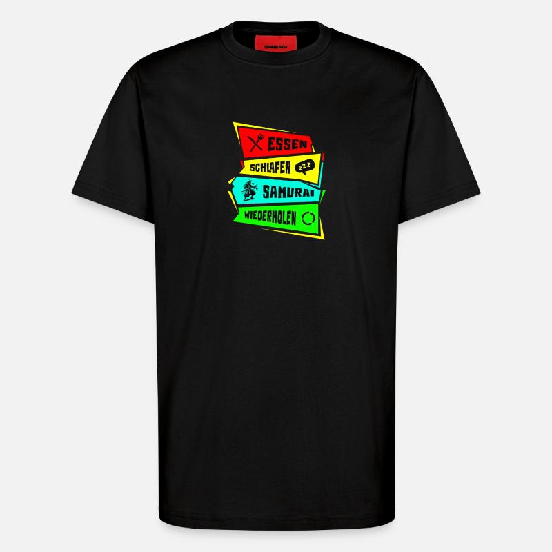 Samurai Eat Sleep Samurai Repeat - T-Shirt - made by SPREAD - SOLID BLACK