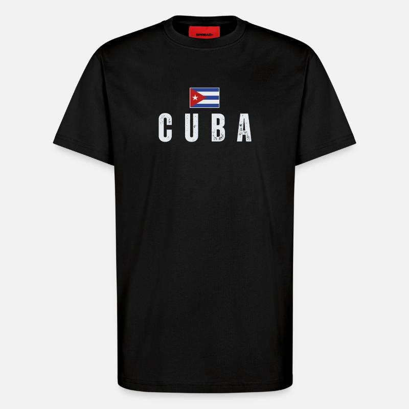 Drapeau cubain, j’adore Cuba - T-shirt bio décontracté fabriqué en UE - SOLID BLACK