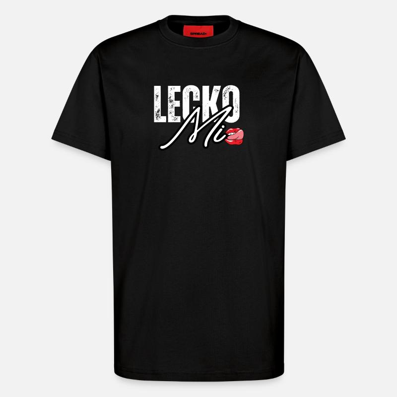 Lederoptik mit Lippenakzent - T-Shirt - made by SPREAD - SOLID BLACK