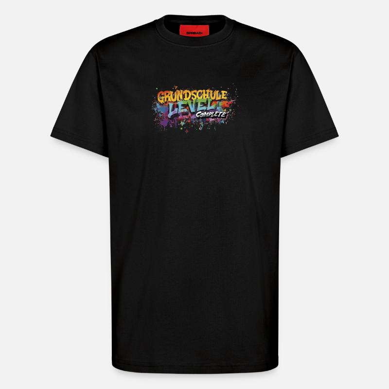Grundschule Level Complete Graffiti Abschlussshirt - T-Shirt - made by SPREAD - SOLID BLACK
