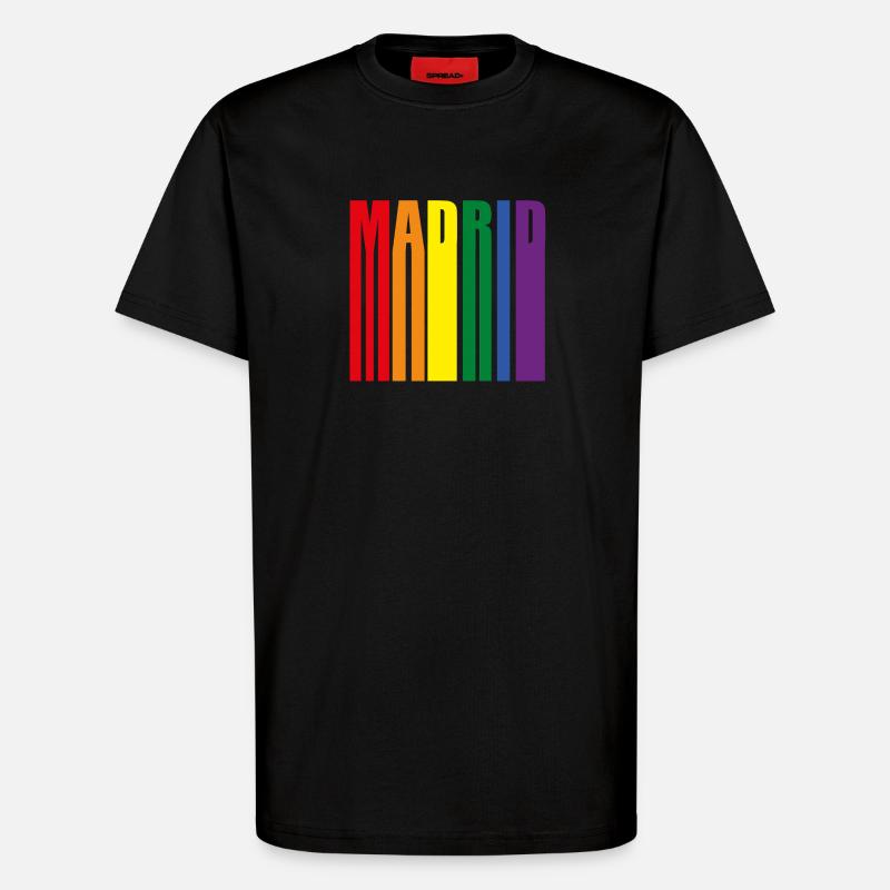 Madrid Spanien Regenbogen Pride Geschenk - T-Shirt - made by SPREAD - SOLID BLACK