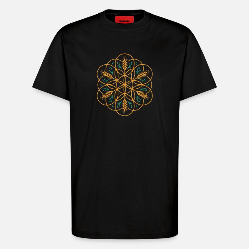 Lammas Blume des Lebens - Erntefest Design - T-Shirt - made by SPREAD - SOLID BLACK
