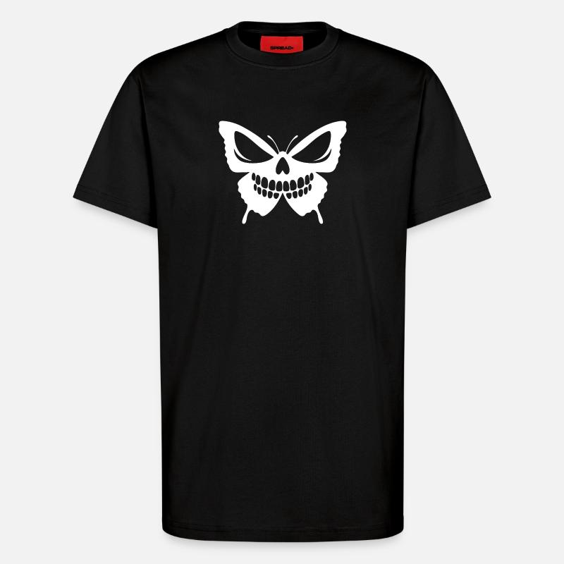 Conception complexe de crâne de papillon - T-shirt bio décontracté fabriqué en UE - SOLID BLACK