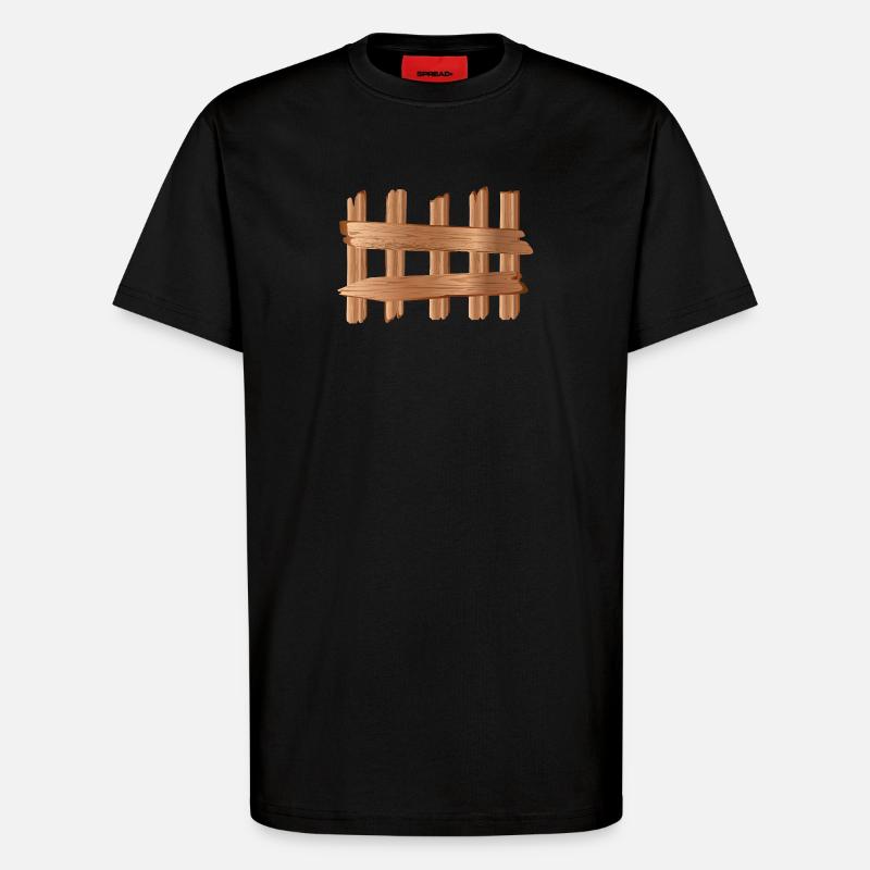 Rustikales Holzzaun Element Holzoptik Motiv - T-Shirt - made by SPREAD - SOLID BLACK