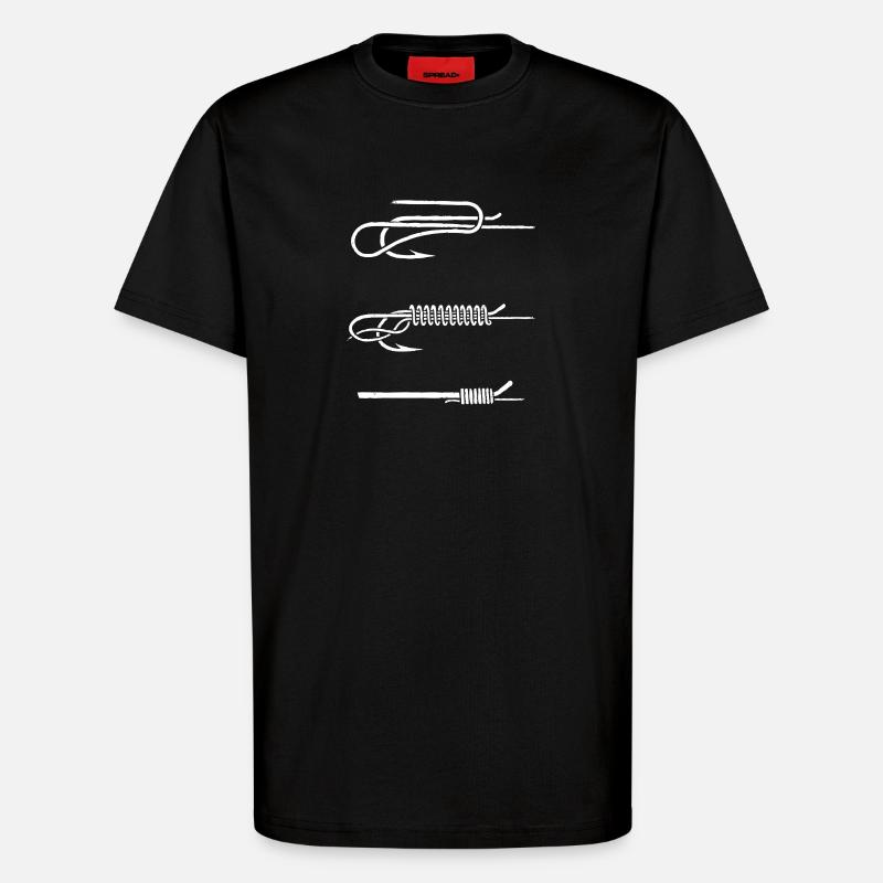 Fish Hook Knot Instruction WHITE - T-Shirt - made by SPREAD - SOLID BLACK