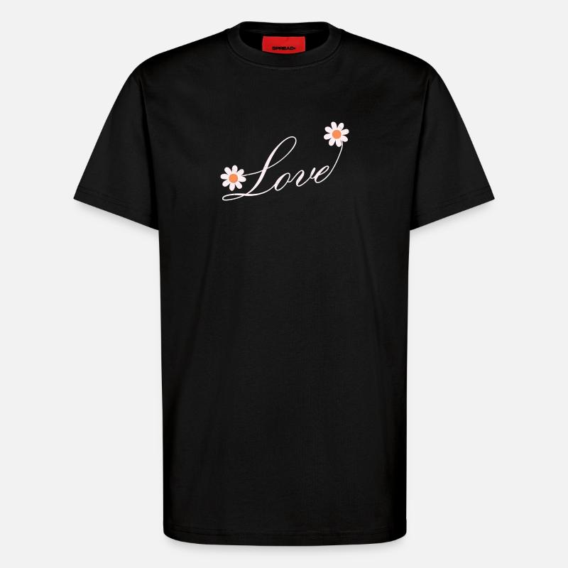 Floral Love Script Design - T-Shirt - made by SPREAD - SOLID BLACK