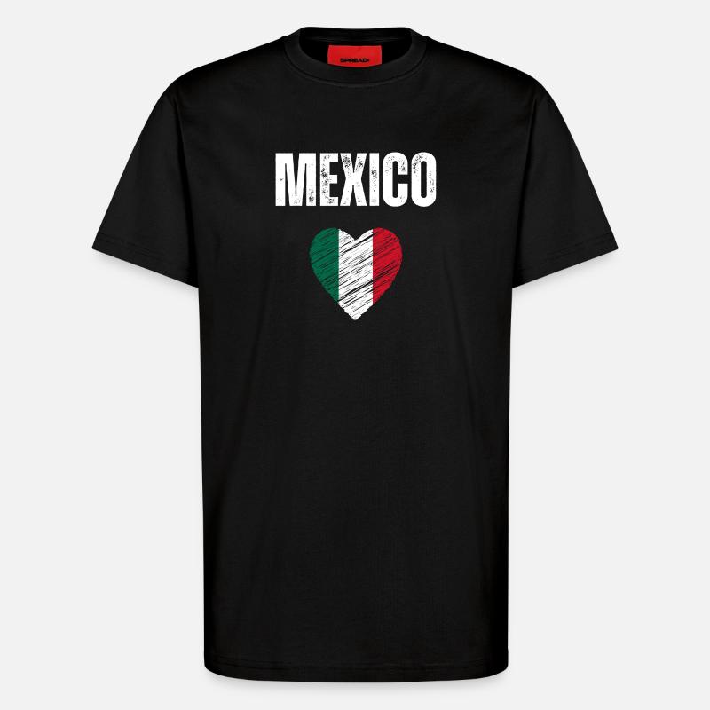J’aime le Mexique, drapeau du Mexique - T-shirt bio décontracté fabriqué en UE - SOLID BLACK