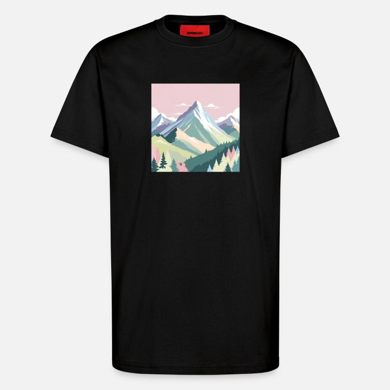Abstrakte Berglandschaft mit Pastellfarben - T-Shirt - made by SPREAD - SOLID BLACK