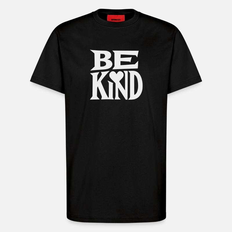 Slogan Be kind with heart - T-shirt bio décontracté fabriqué en UE - SOLID BLACK