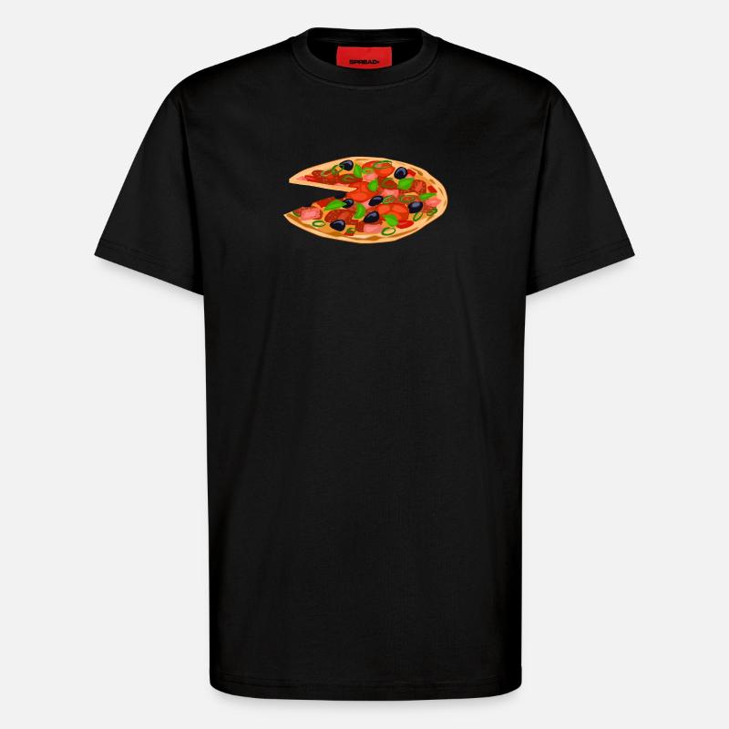Pizza essen - T-Shirt - made by SPREAD - SOLID BLACK