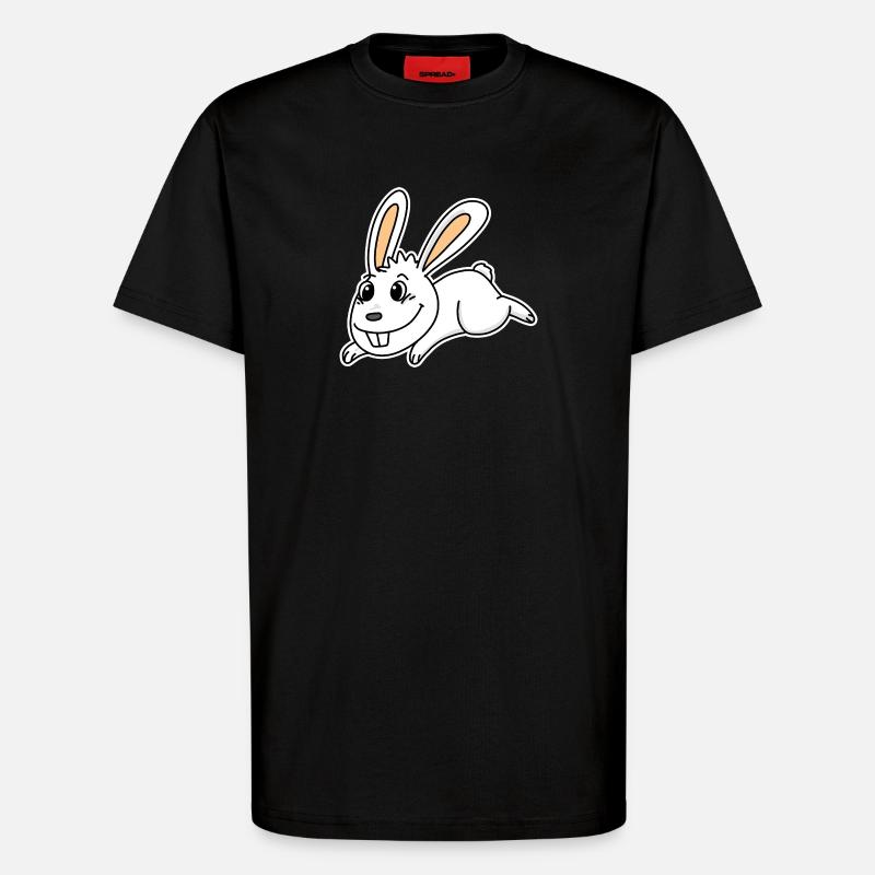 Cute Bunny Illustration Rabbit White - T-Shirt - made by SPREAD - SOLID BLACK
