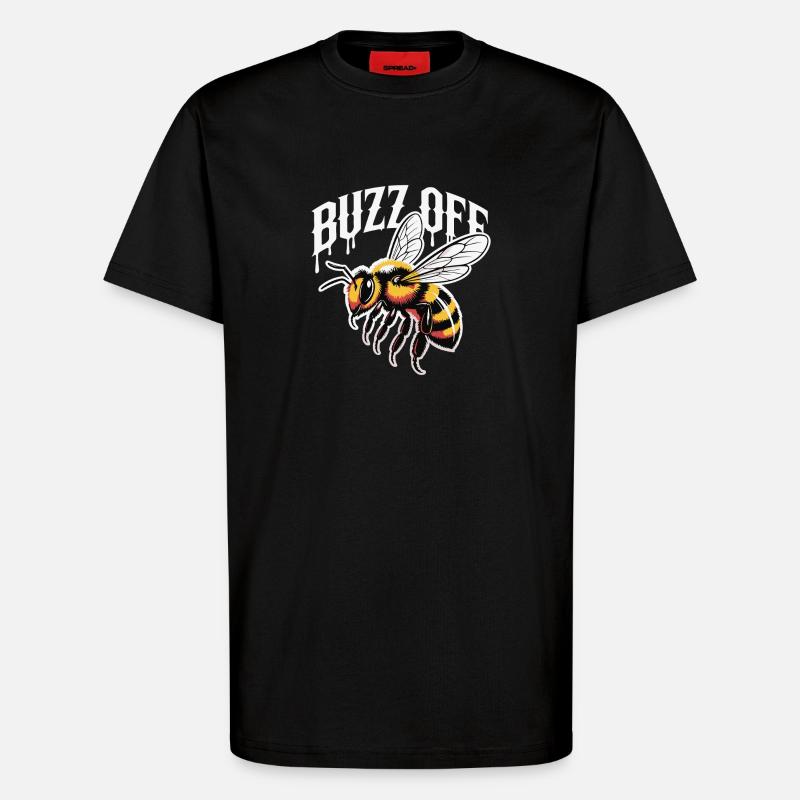 Illustration de Bee Buzz Off - T-shirt bio décontracté fabriqué en UE - SOLID BLACK