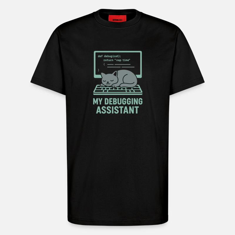 Mein Debugging Assistent Katze - T-Shirt - made by SPREAD - SOLID BLACK