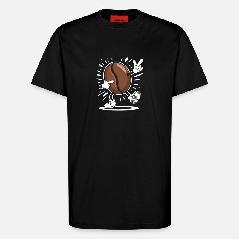 Caffeine Coffee Bean Comic Coffee - T-Shirt - made by SPREAD - SOLID BLACK