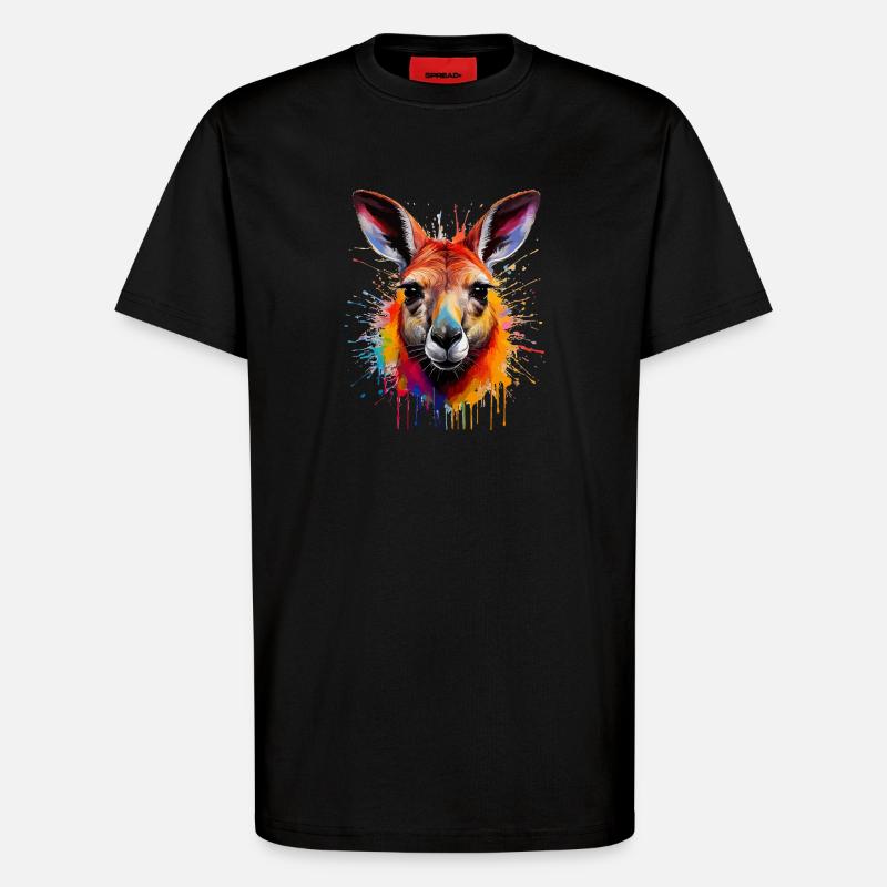 Känguru Farbexplosion Portrait - T-Shirt - made by SPREAD - SOLID BLACK