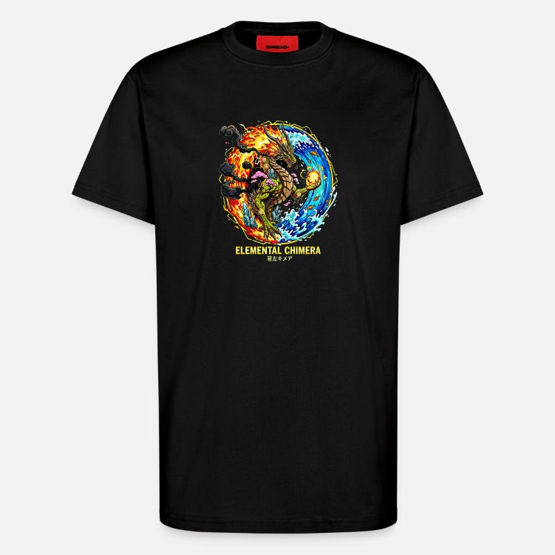 Elemental Chimera | Drache der 3 Elemente - T-Shirt - made by SPREAD - SOLID BLACK