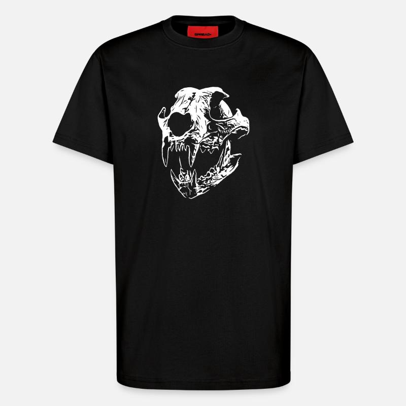 Smilodon skull with sharp teeth - T-Shirt - made by SPREAD - SOLID BLACK