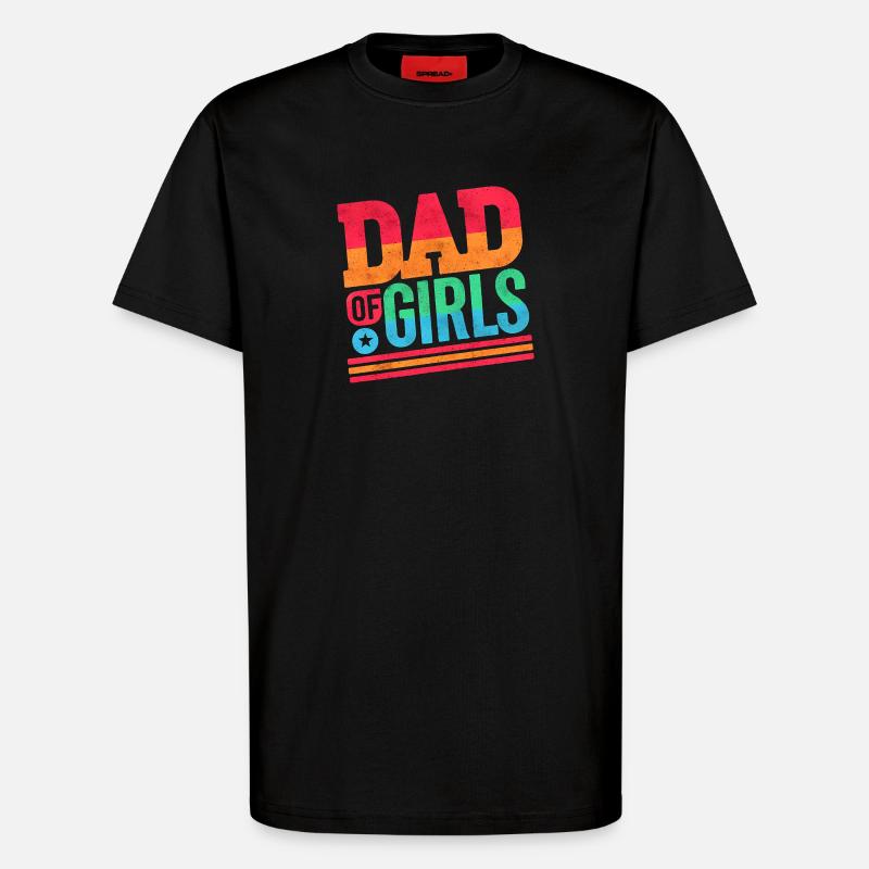 Vater von Mädchen Regenbogen, Väter - T-Shirt - made by SPREAD - SOLID BLACK