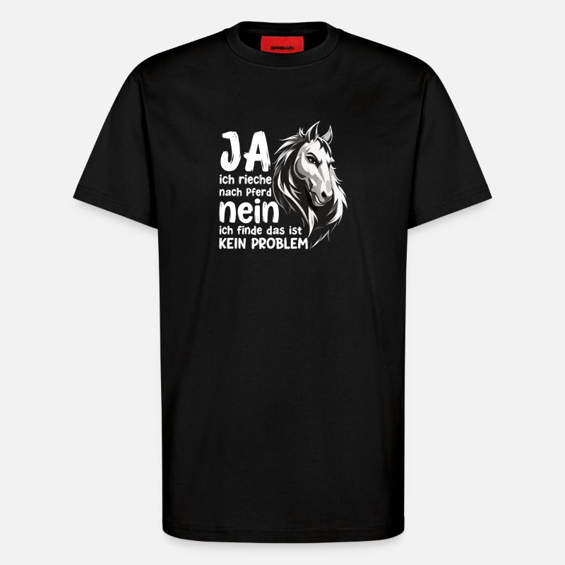 Pferde Spruch mit Pferdekopf Statement Hobby - T-Shirt - made by SPREAD - SOLID BLACK