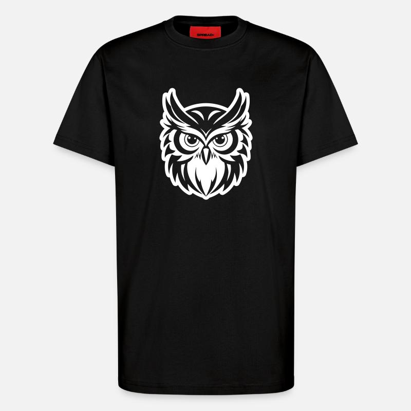 Eule Tier - T-Shirt - made by SPREAD - SOLID BLACK