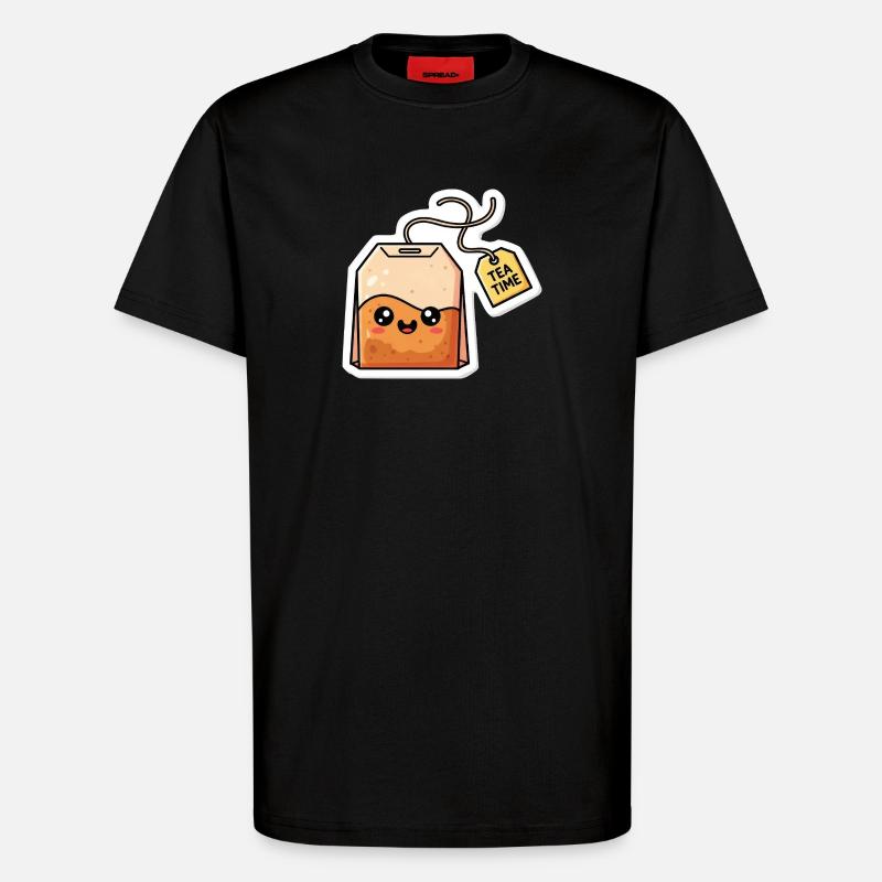 Kawaii Teebeutel Tea Time - T-Shirt - made by SPREAD - SOLID BLACK