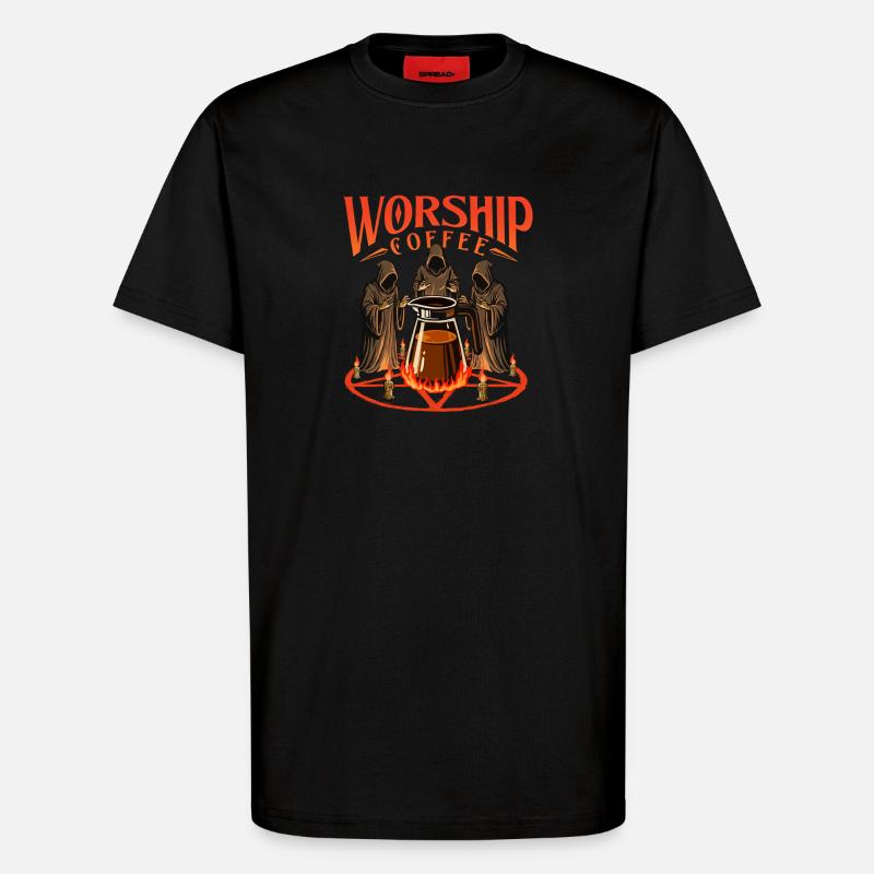 Worship Coffee Bold Koffein Statement - T-Shirt - made by SPREAD - SOLID BLACK