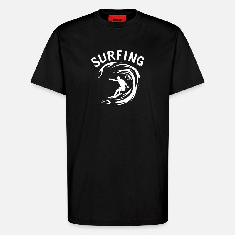 Surfing Wave Surfer Design - T-shirt bio décontracté fabriqué en UE - SOLID BLACK