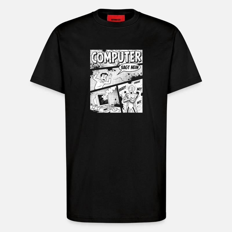 Retro Computer Comic Says No - T-Shirt - made by SPREAD - SOLID BLACK